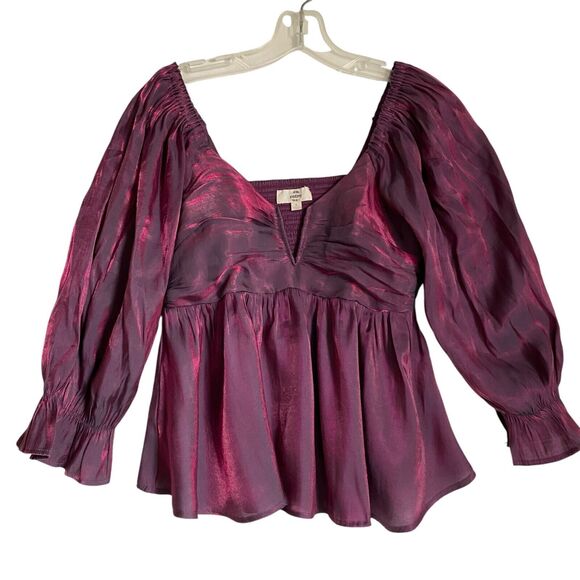 Entro Y2K Babydoll Cropped Top S Purple Sweatheart Puff Sleeve Fairy Party Anime - Picture 1 of 7